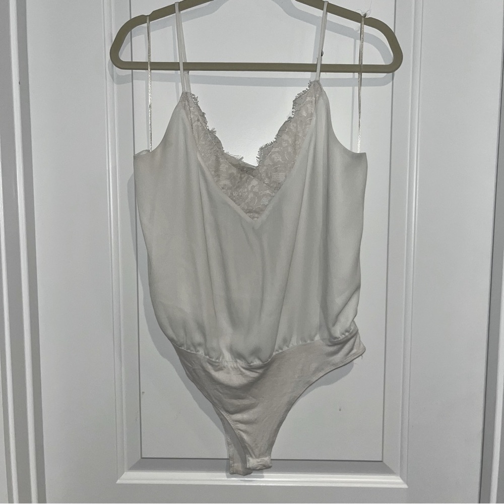 Off-white Tank Bodysuit with Lace Detail